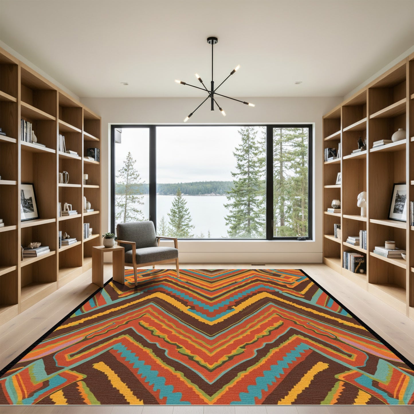 Bold Retro Zigzag Chevron Orange Rug