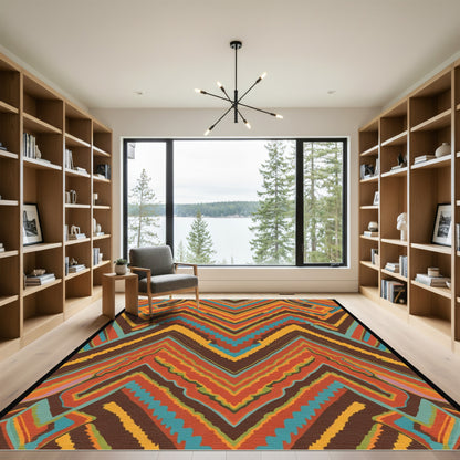 Bold Retro Zigzag Chevron Orange Rug