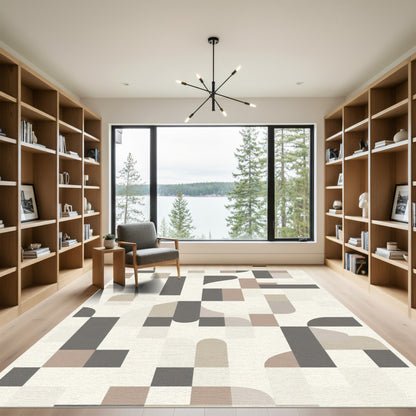 Geometric Blocks Neutral Palette Rug