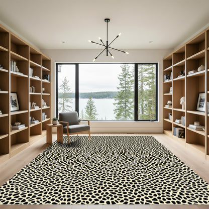 Cream Black Organic Pebble Texture Rug