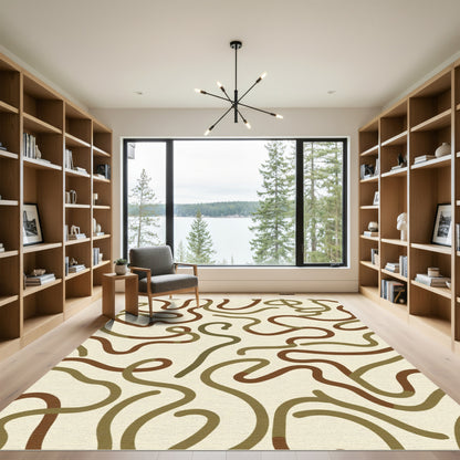 Earthy Abstract Organic Lines Rug