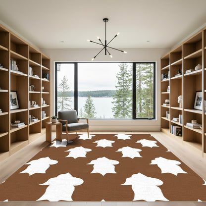 Brown White Abstract Flow Rug