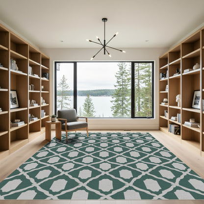Deep Teal Lattice Arch Rug