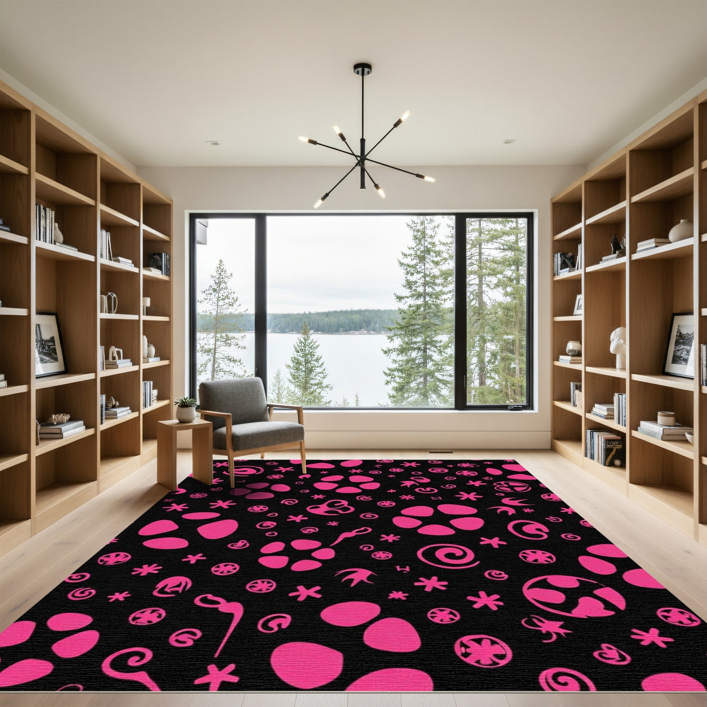 Hot Pink Whimsical Scatter Pattern Rug