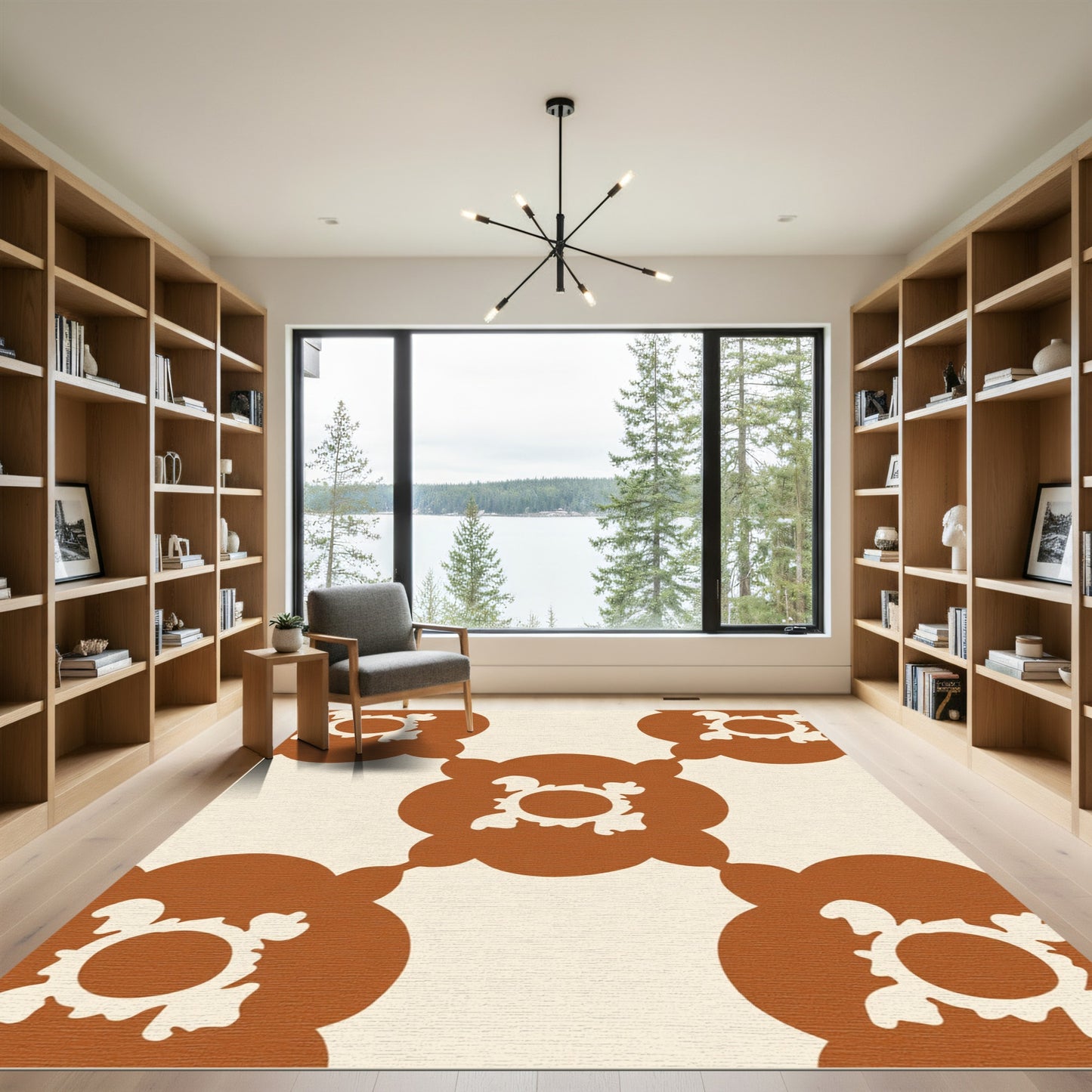 Terracotta Floral Scallop Repeat Rug