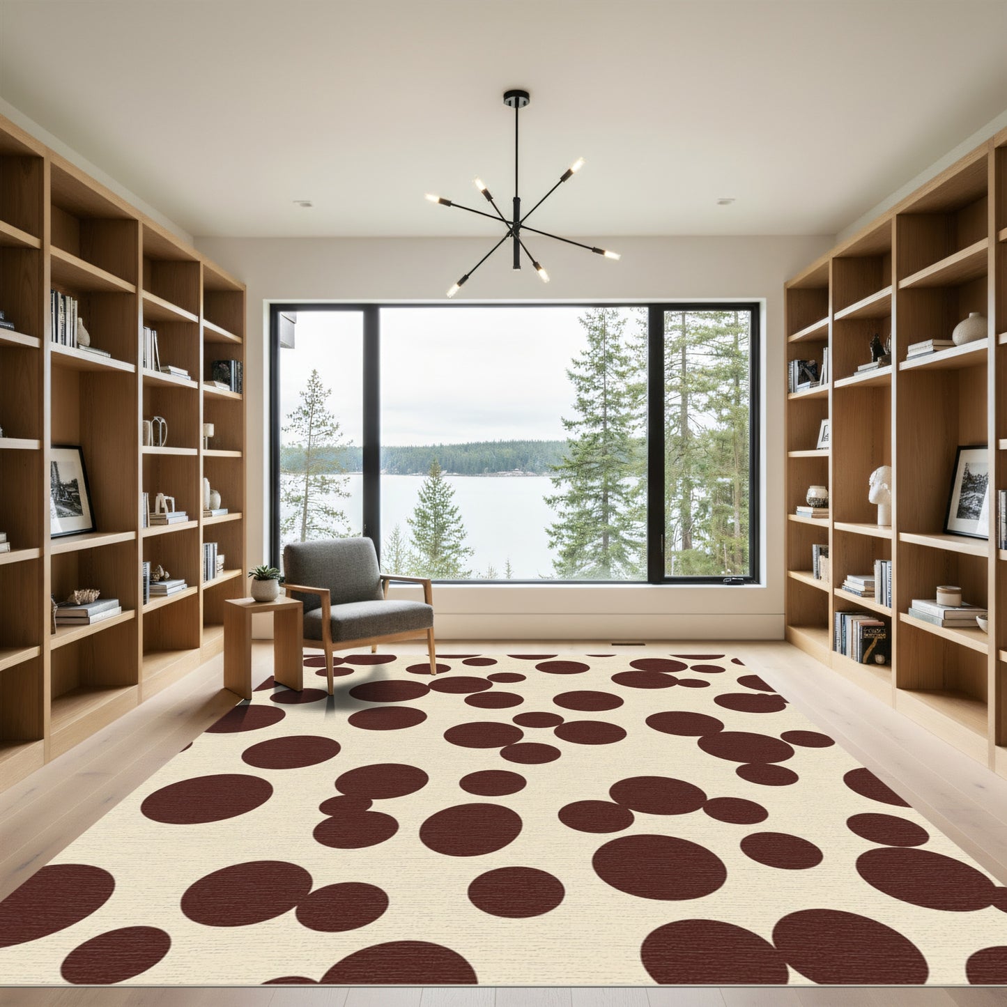 Brown Circles Cream Backdrop Rug