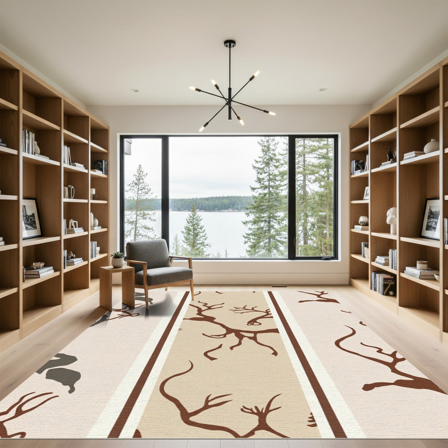 Brown Tree Branch Stripe Rug