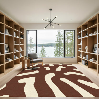 Chocolate Cream Amoeba Organic Rug