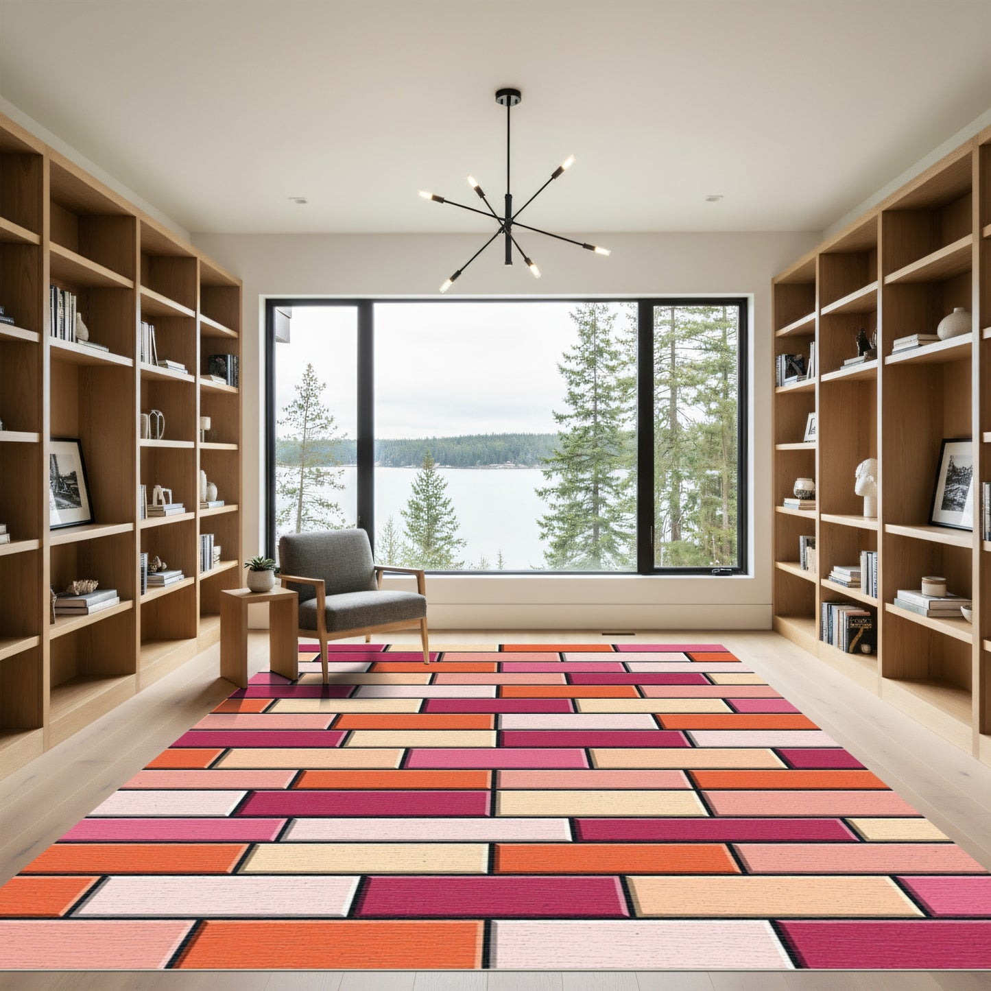 Vibrant Multi-Colored Geometric Brick Rectangles Rug