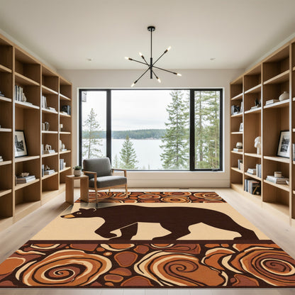 Brown Bear Wood Grain Border Rug