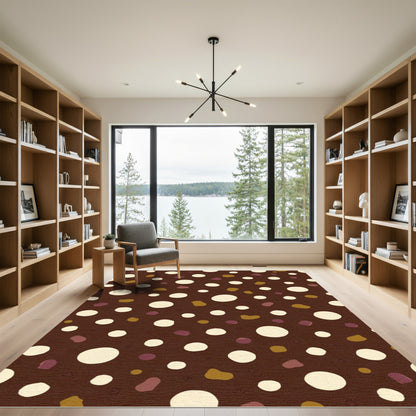 Brown Cream Textured Dot Arrangement Rug