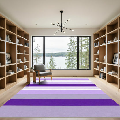 Amethyst Purple Horizontal Stripe Layers Rug