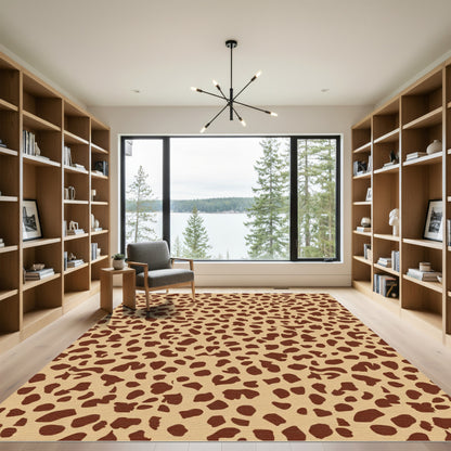 Brown Tan Animal Print Spots Rug