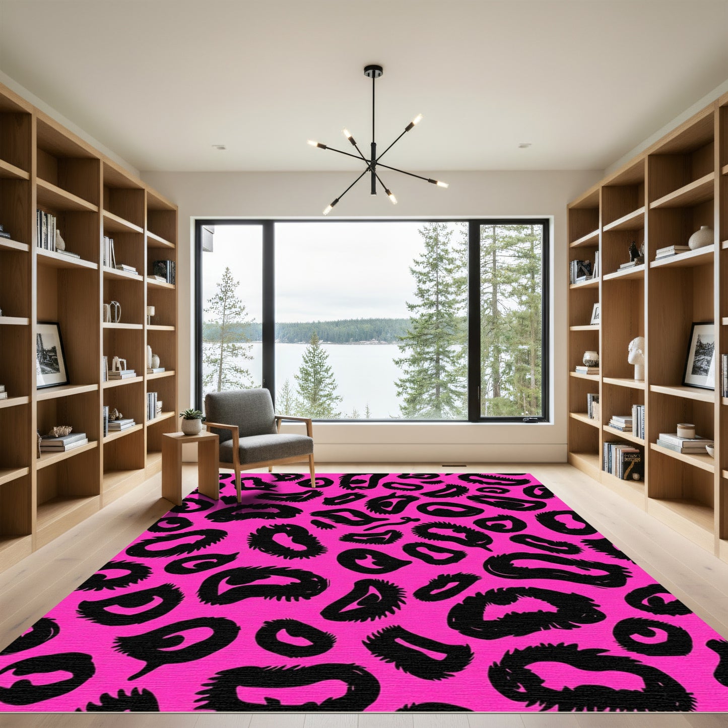 Vibrant Pink Leopard Spots Rug