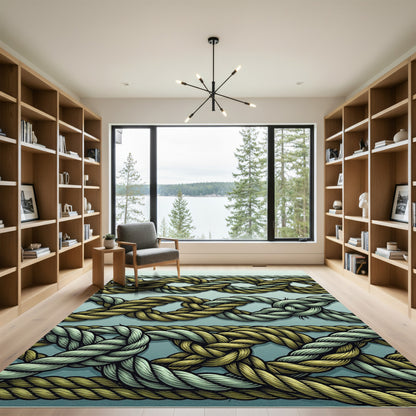 Gold and Gray Nautical Rope Weave Rug