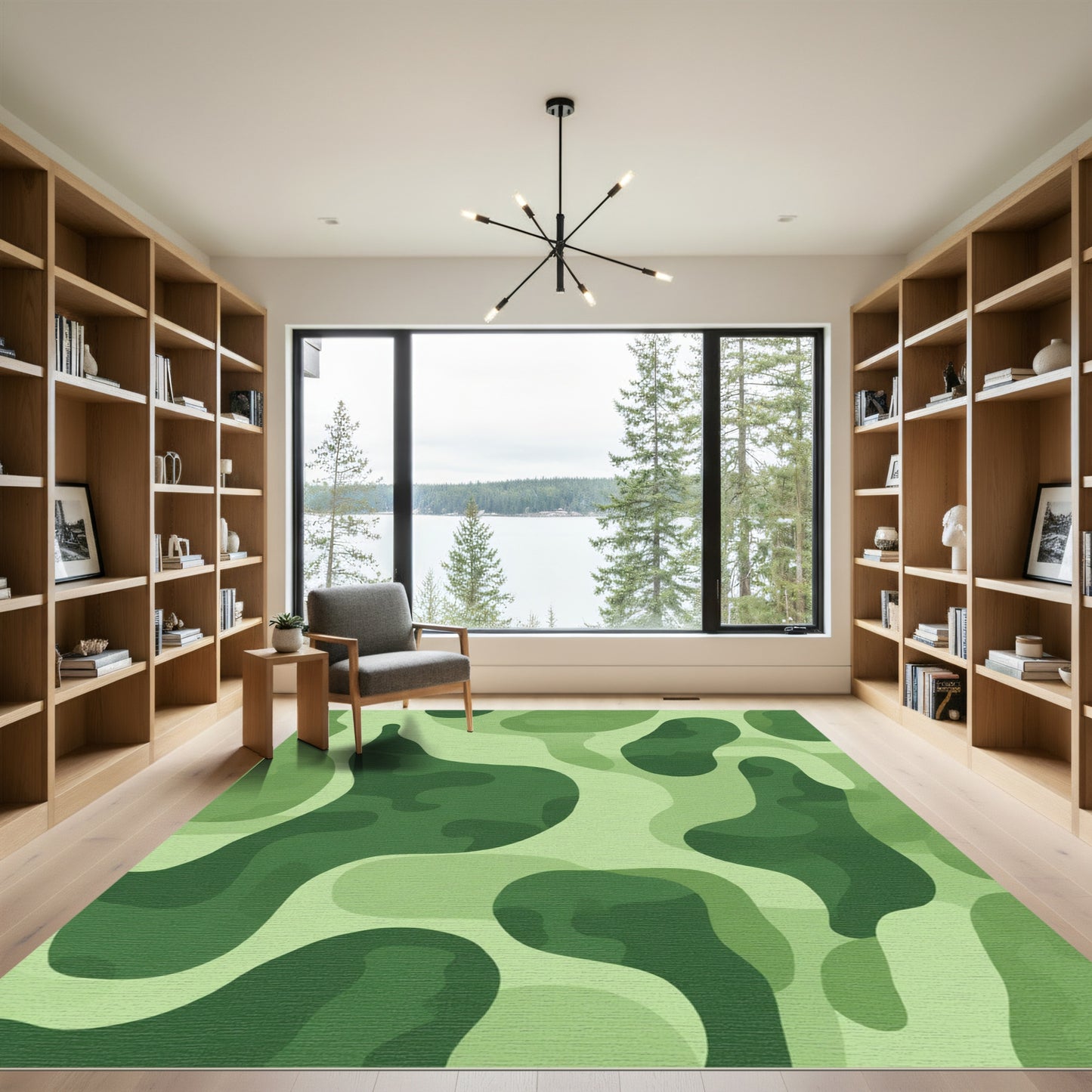 Abstract Green Camouflage Overlay Rug