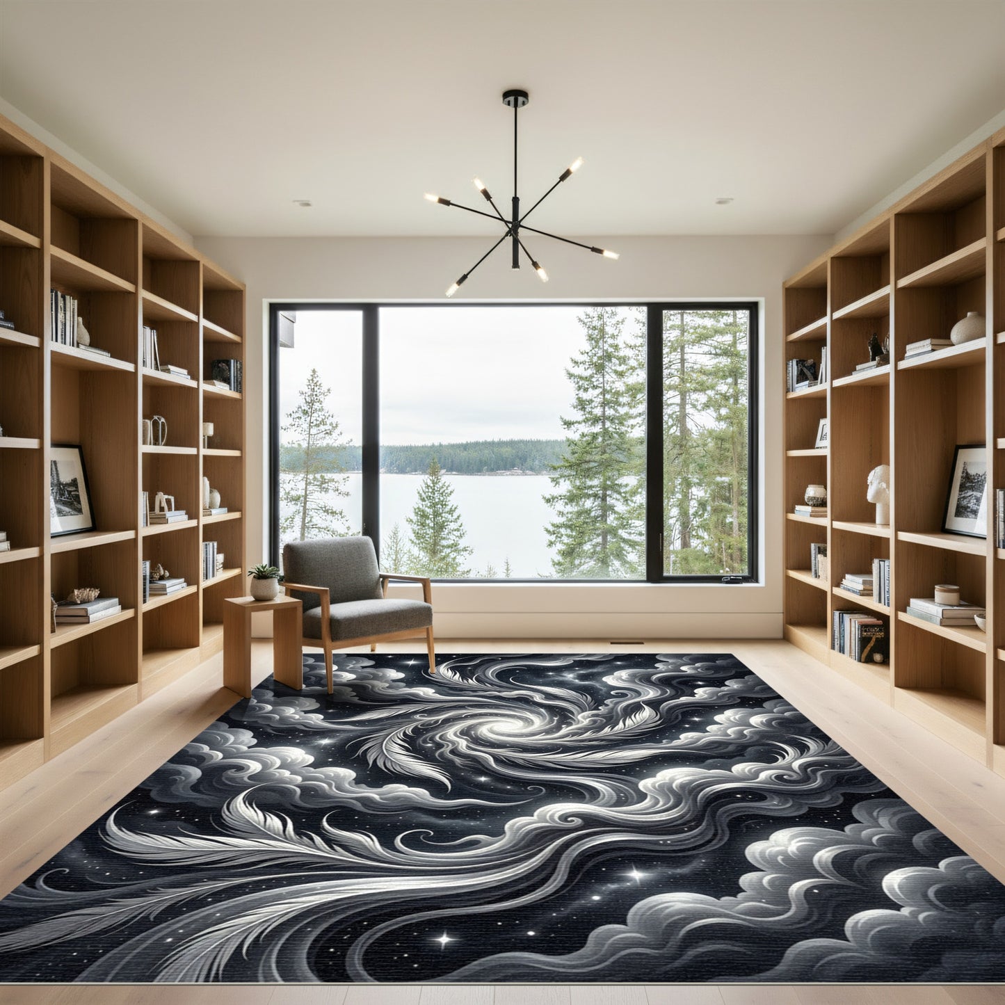Cosmic Feather Swirl Nebula Fantasy Rug