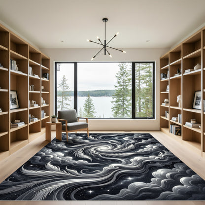 Cosmic Feather Swirl Nebula Fantasy Rug