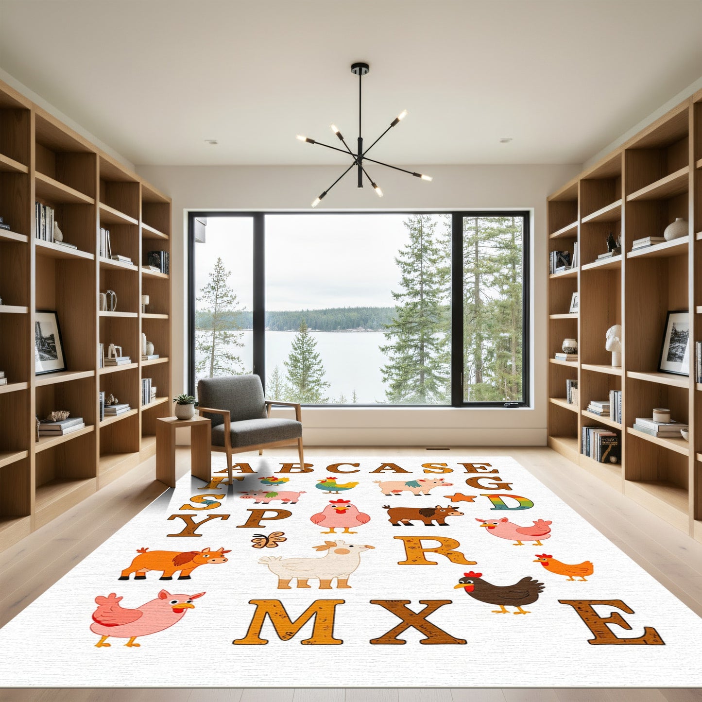 Farm Alphabet Animals Whimsical Rug