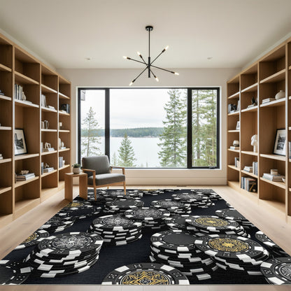 Monochromatic Floral Chip Medallion Rug