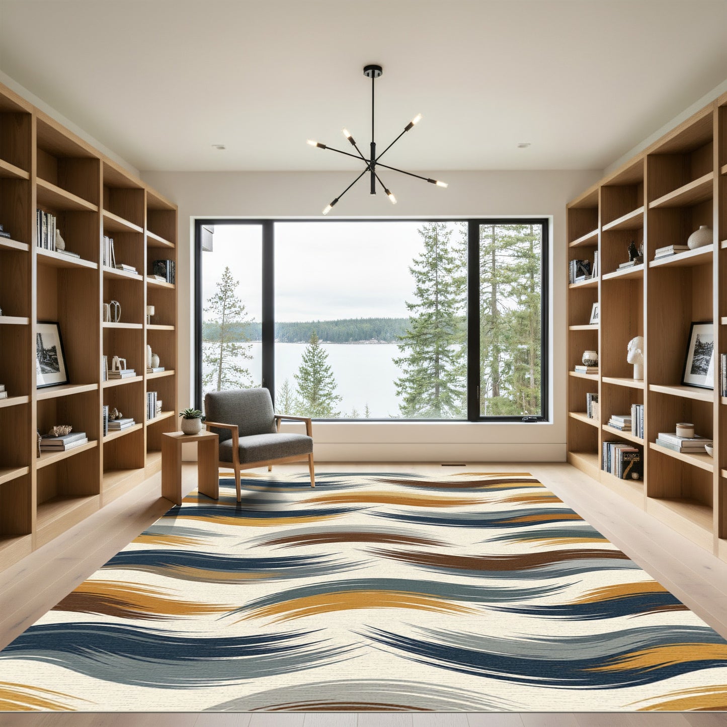 Earthy Tones Brushstroke Waves Rug