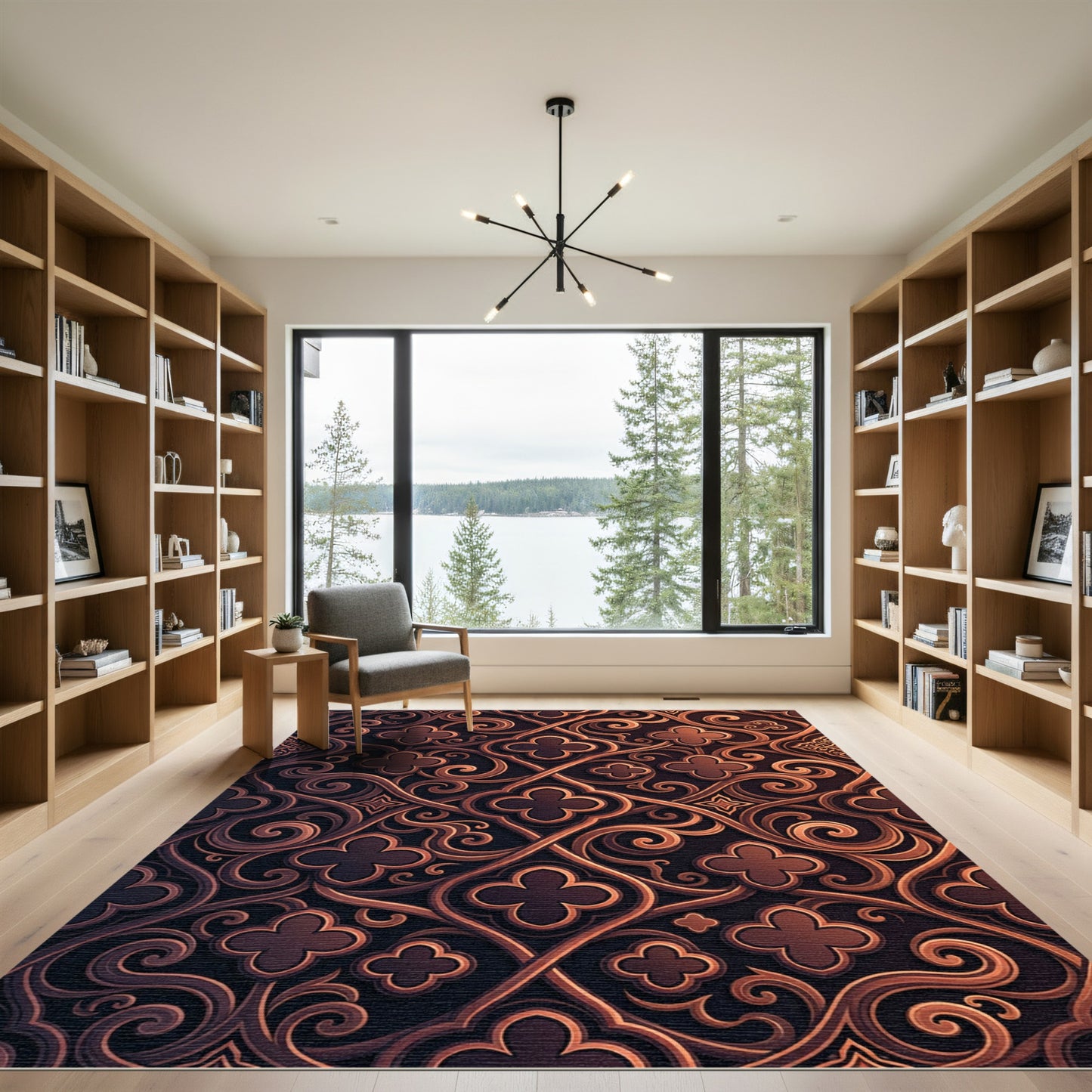 Bronze Gothic Filigree Woven Scroll Rug