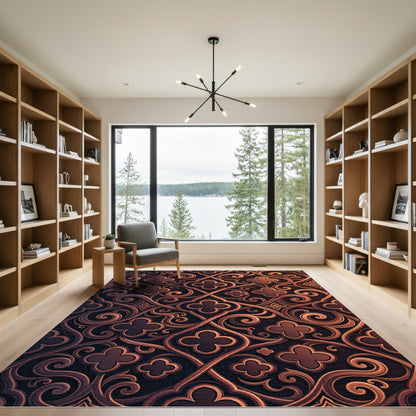 Bronze Gothic Filigree Woven Scroll Rug