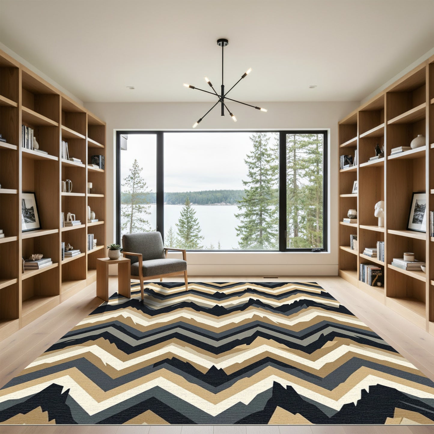 Modern Chevron Earth Tone Textured Rug