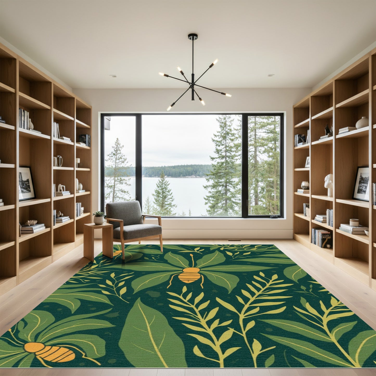 Emerald Green Tropical Insect Garden Rug