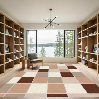 Earthy Squares Tonal Grid Rug