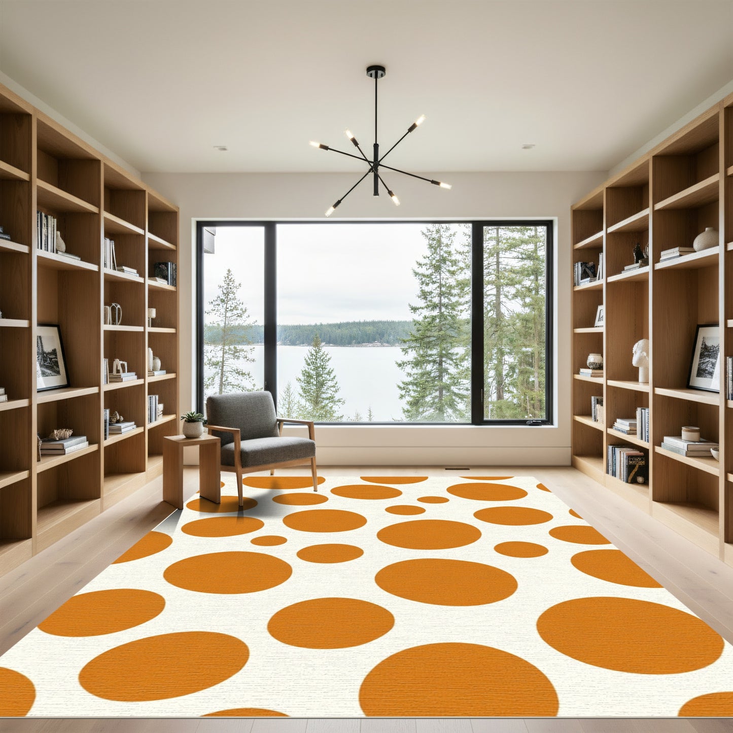Orange Ochre Polka Dot Rug