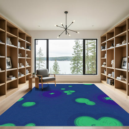 Deep Blue Green Organic Circles Rug