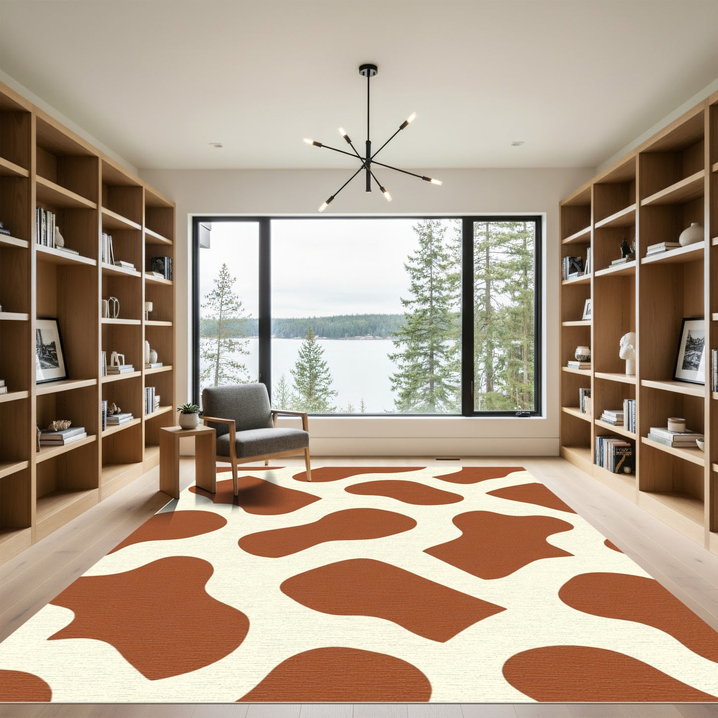 Terracotta Brown Animal Spots Rug