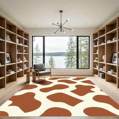Terracotta Brown Animal Spots Rug