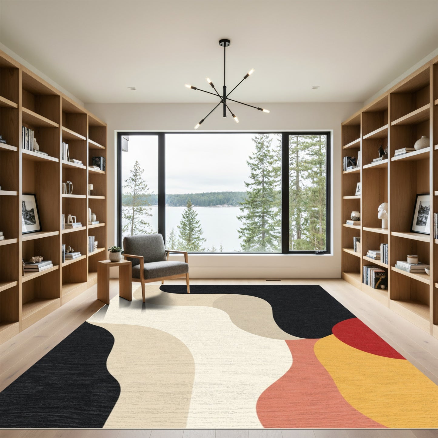 Abstract Retro Wave Red Yellow Rug
