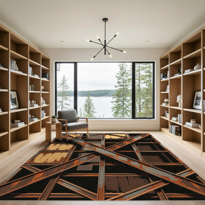 Industrial Rusted Steel Girder Lattice Rug