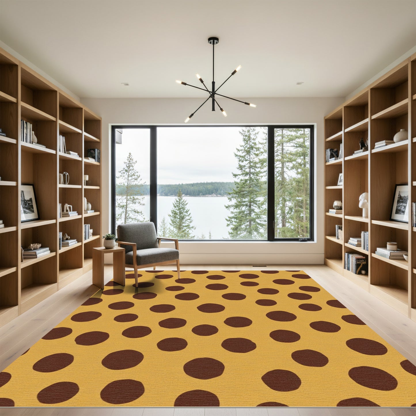 Brown Polka Dot Ochre Scatter Rug