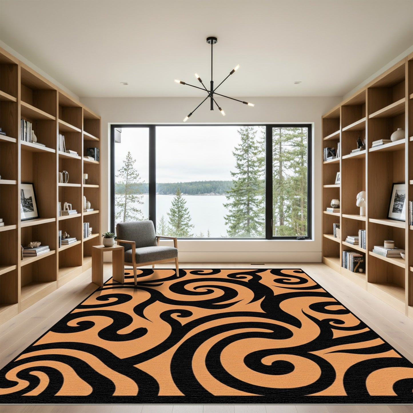Black Organic Swirl Terra Cotta Rug