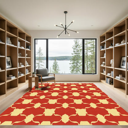 Crimson Yellow Ogee Lattice Rug