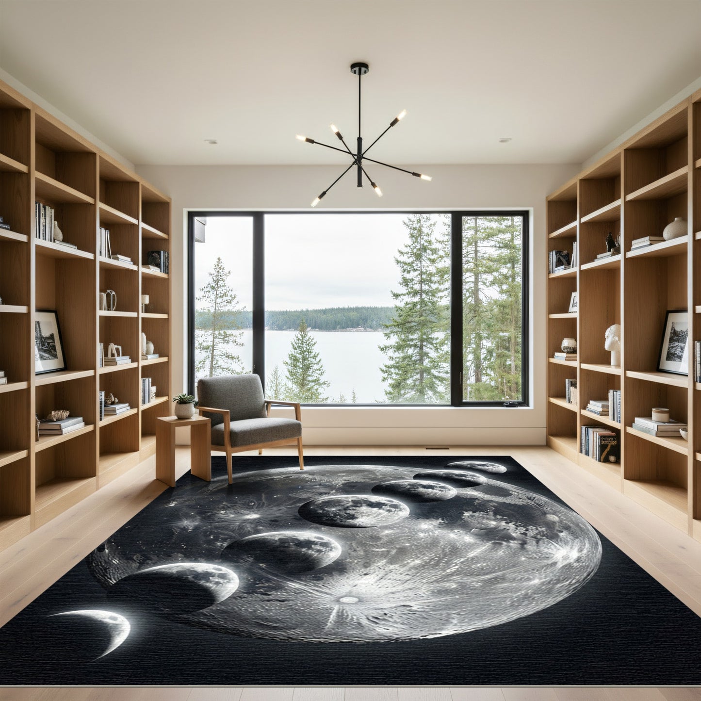 Monochromatic Lunar Phases Celestial Sphere Rug