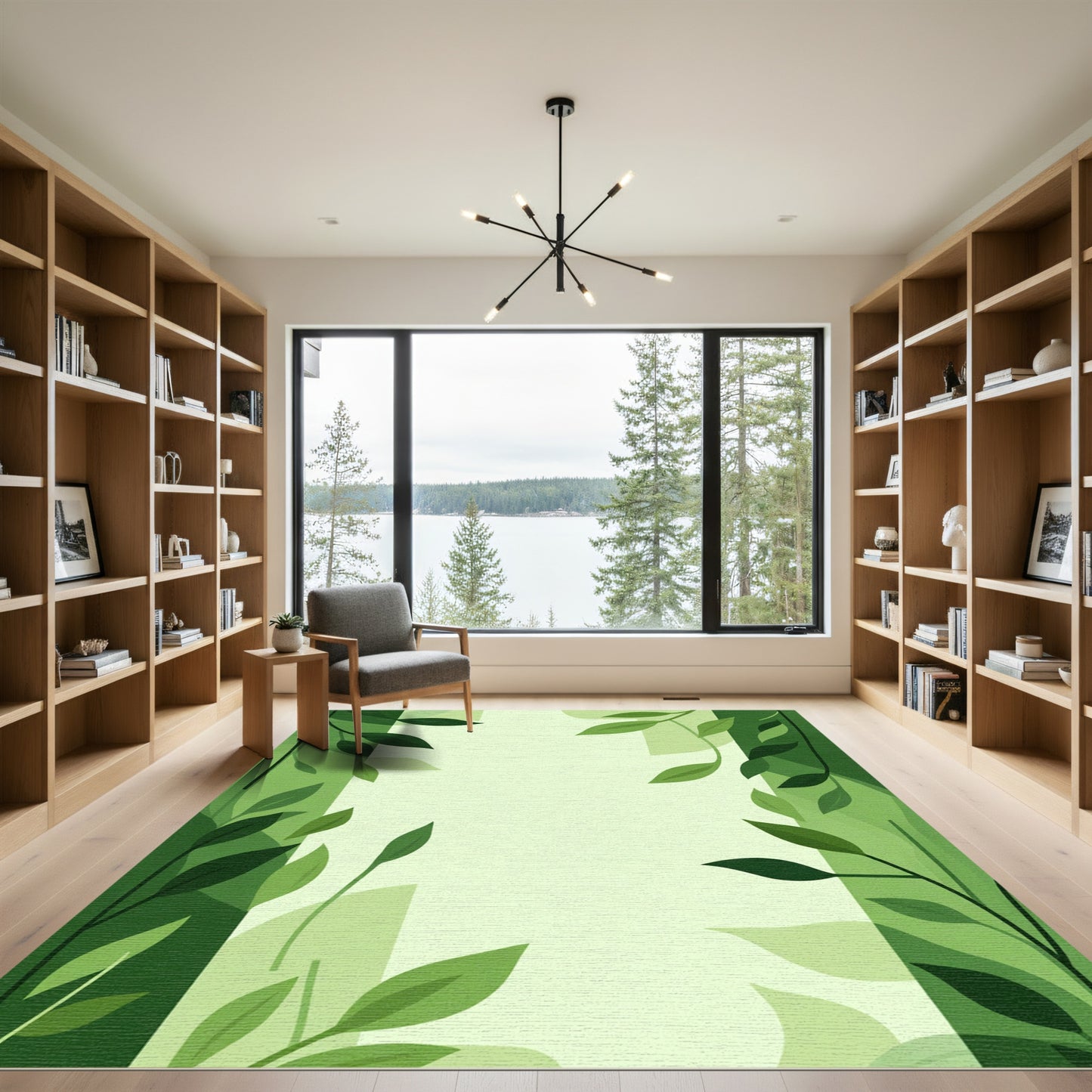 Green Leafy Vine Frame Rug