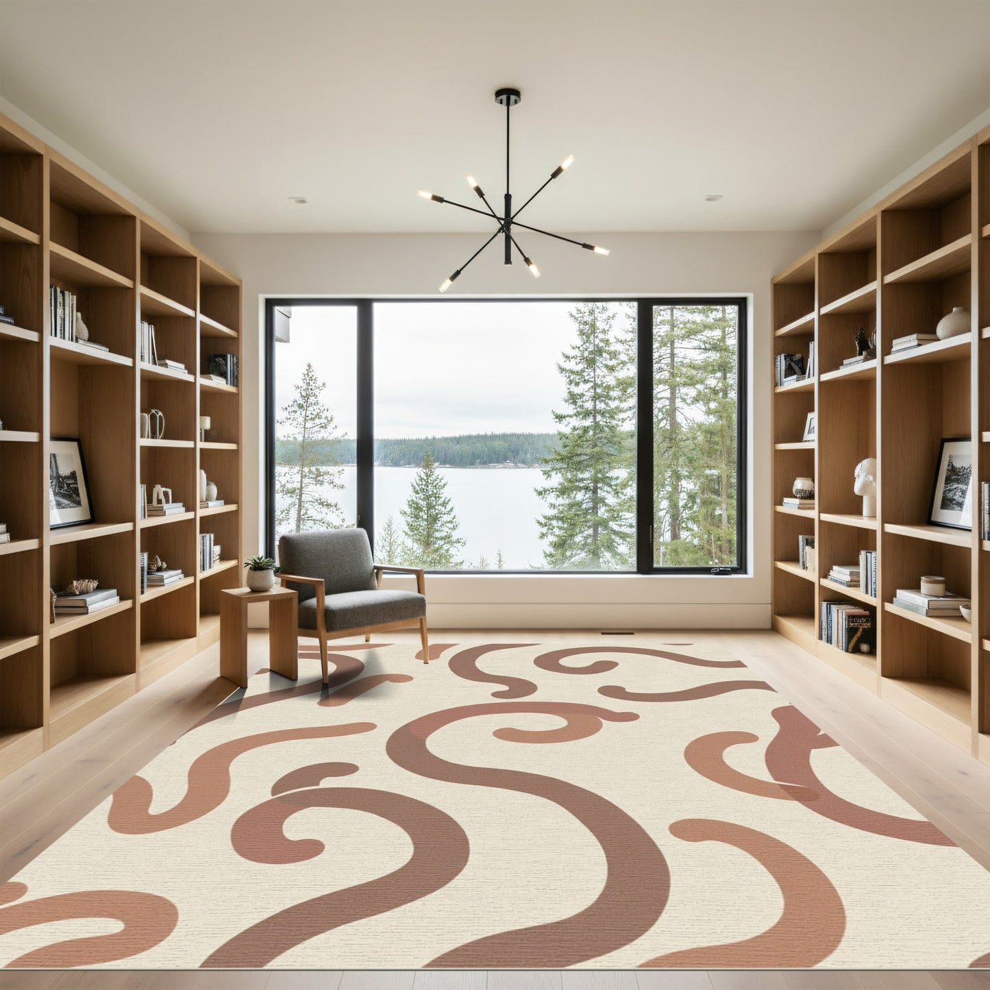 Earthy Tone Wavy Swirl Rug