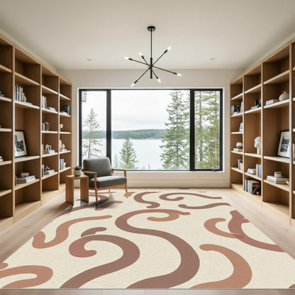 Earthy Tone Wavy Swirl Rug