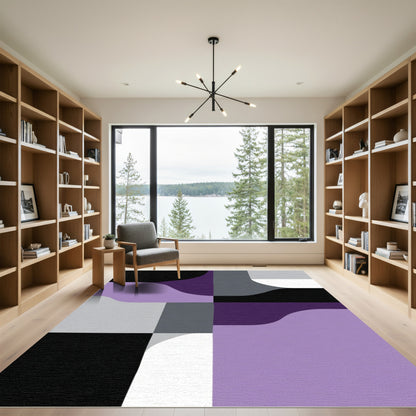 Abstract Lavender Purple Geometric Shapes Rug