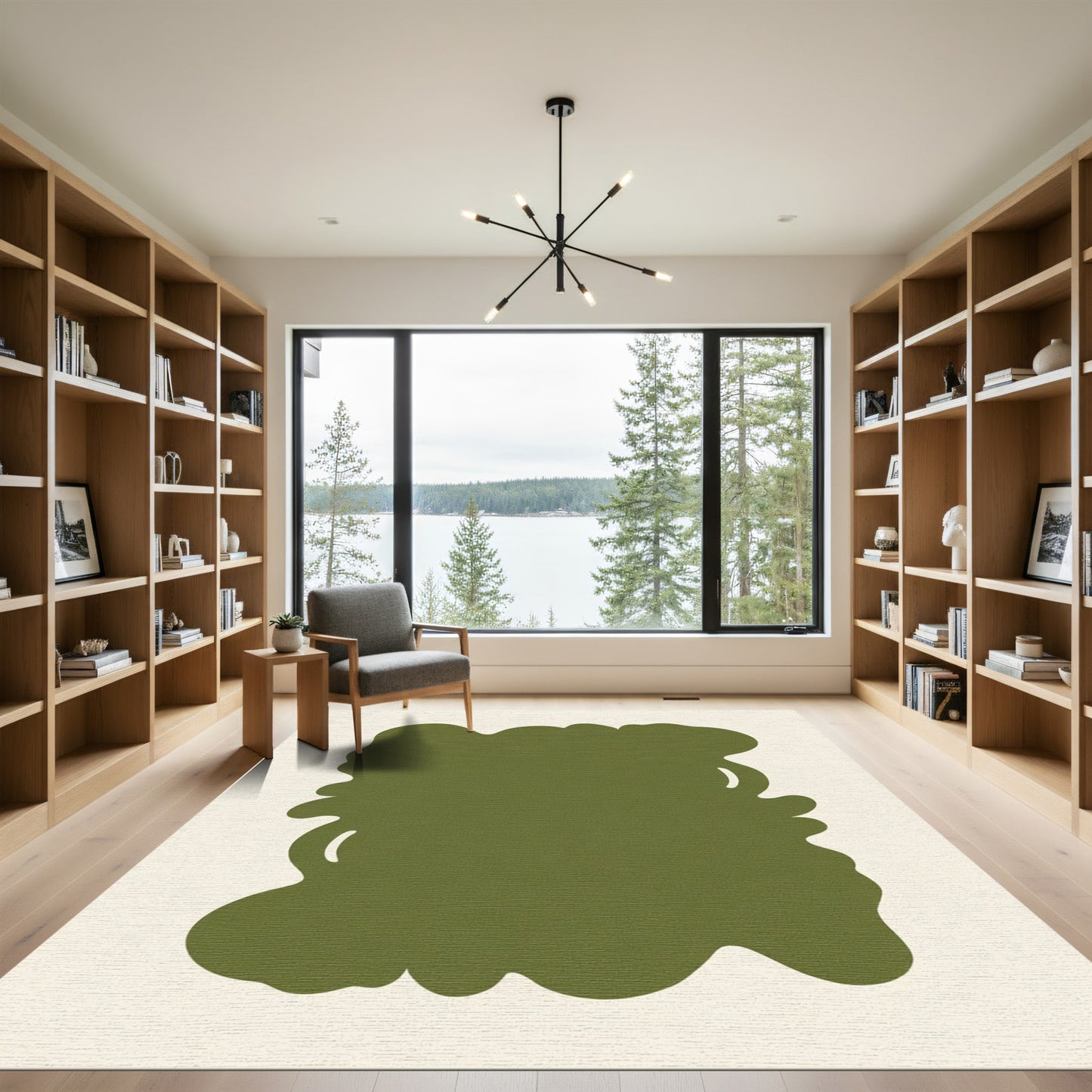 Organic Olive Green Organic Shape Rug
