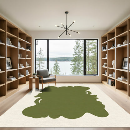 Organic Olive Green Organic Shape Rug
