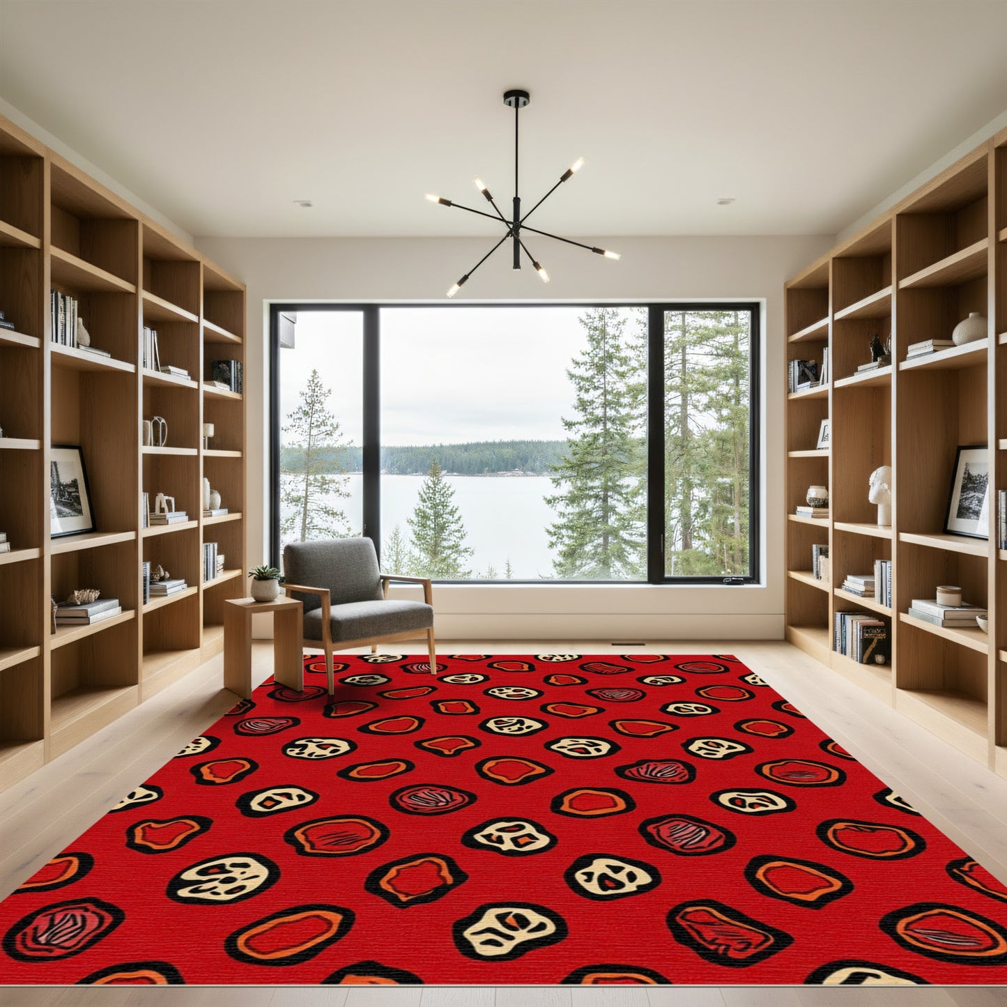 Red Abstract Blob Organic Rug