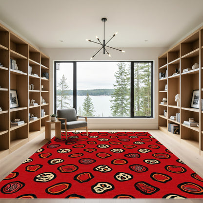 Red Abstract Blob Organic Rug
