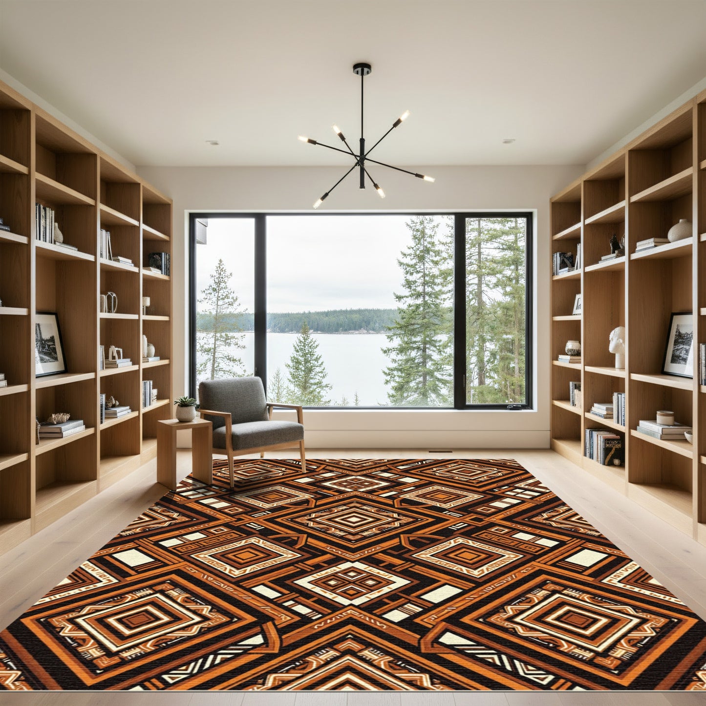 Tribal Geometric Diamond Terra Cotta Rug