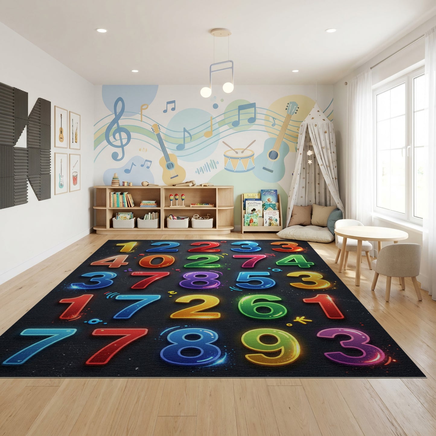 Vibrant Glossy Multicolor Numbers Rug